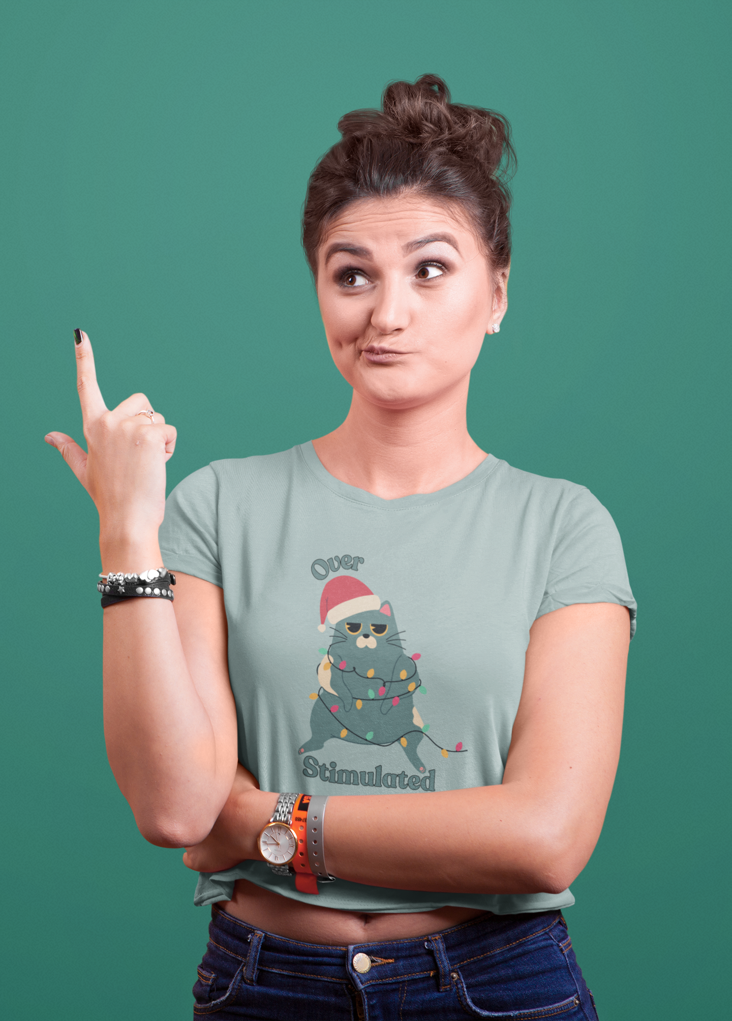 "Overstimulated" Festive Crop Top
