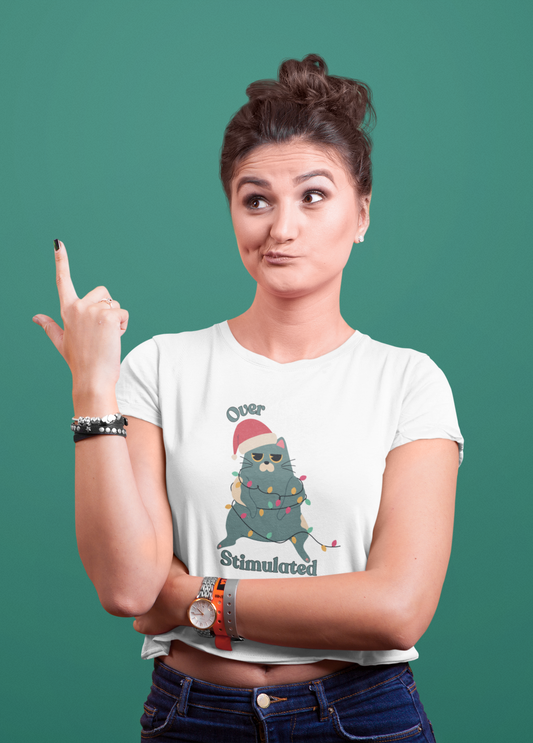 "Overstimulated" Festive Crop Top