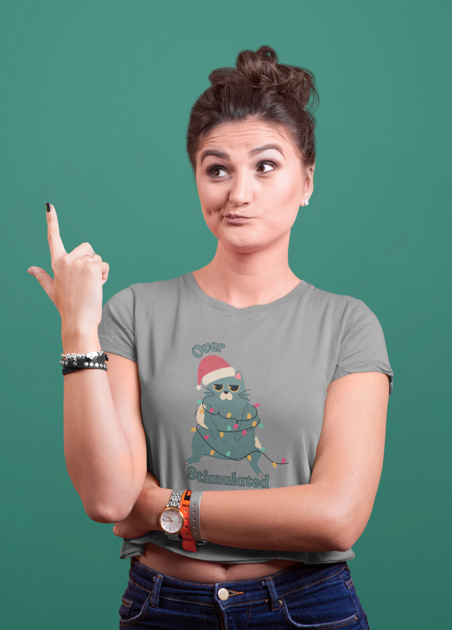 "Overstimulated" Festive Crop Top