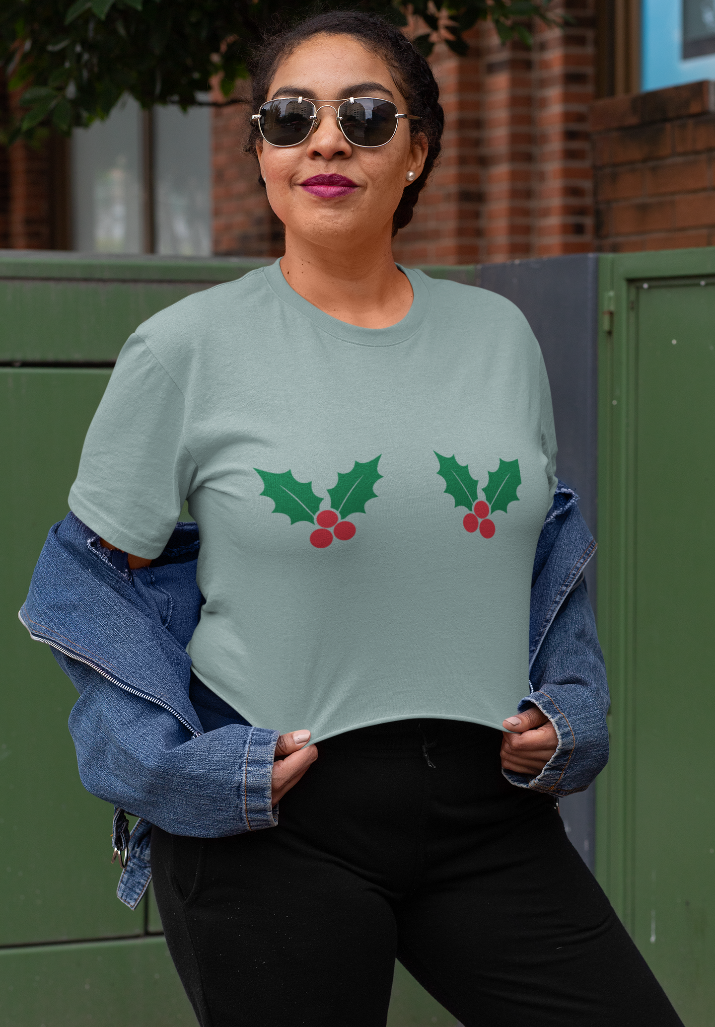 Holly Berry Pasties Festive Crop Top