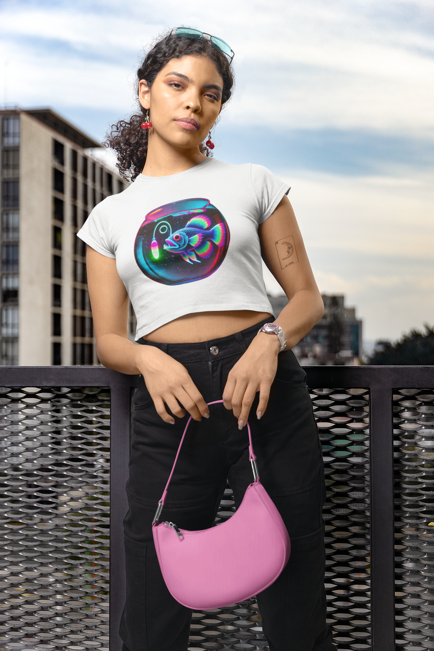 Angler Fish in a Bowl Premium Crop Top
