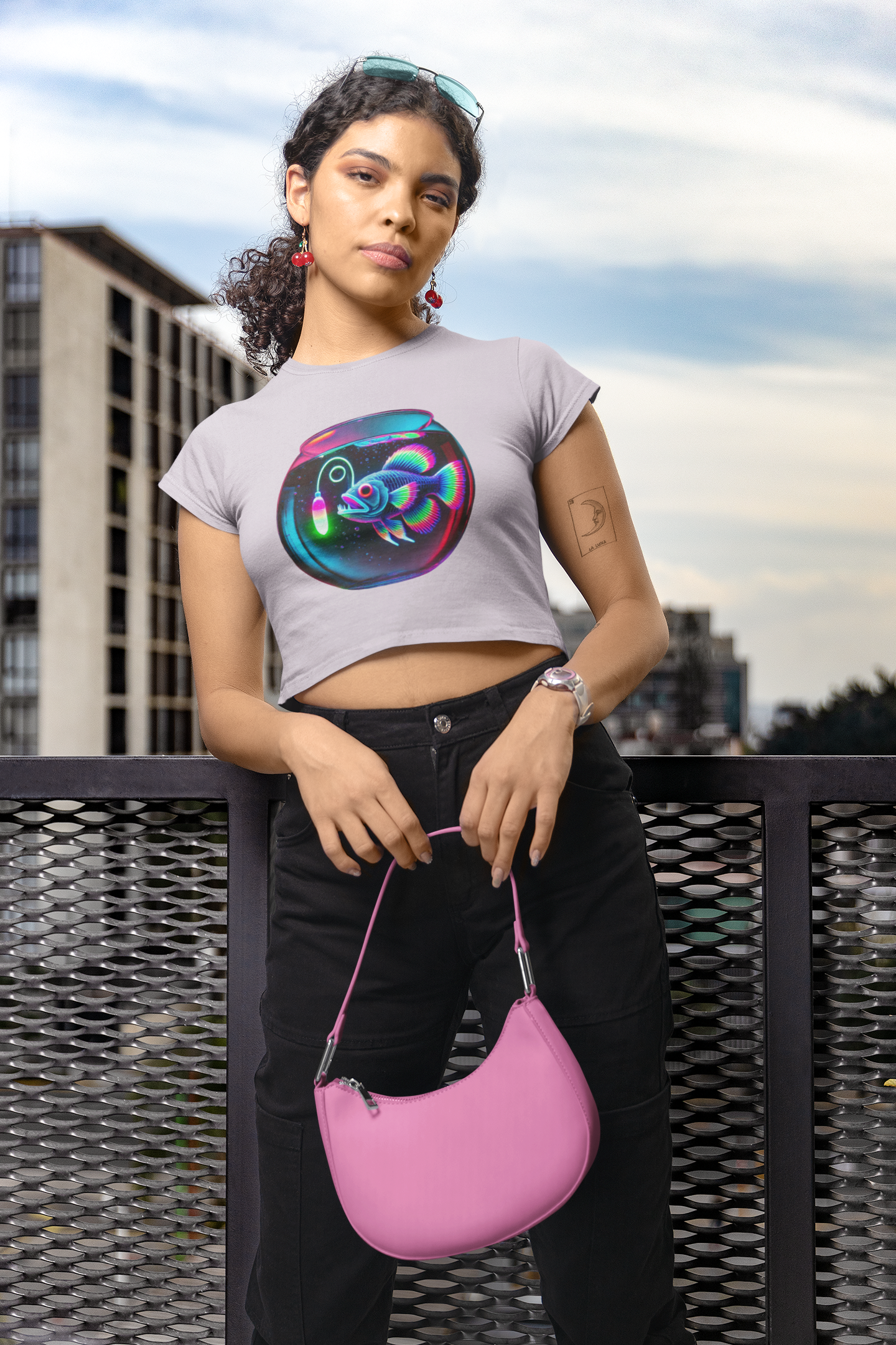 Angler Fish in a Bowl Premium Crop Top