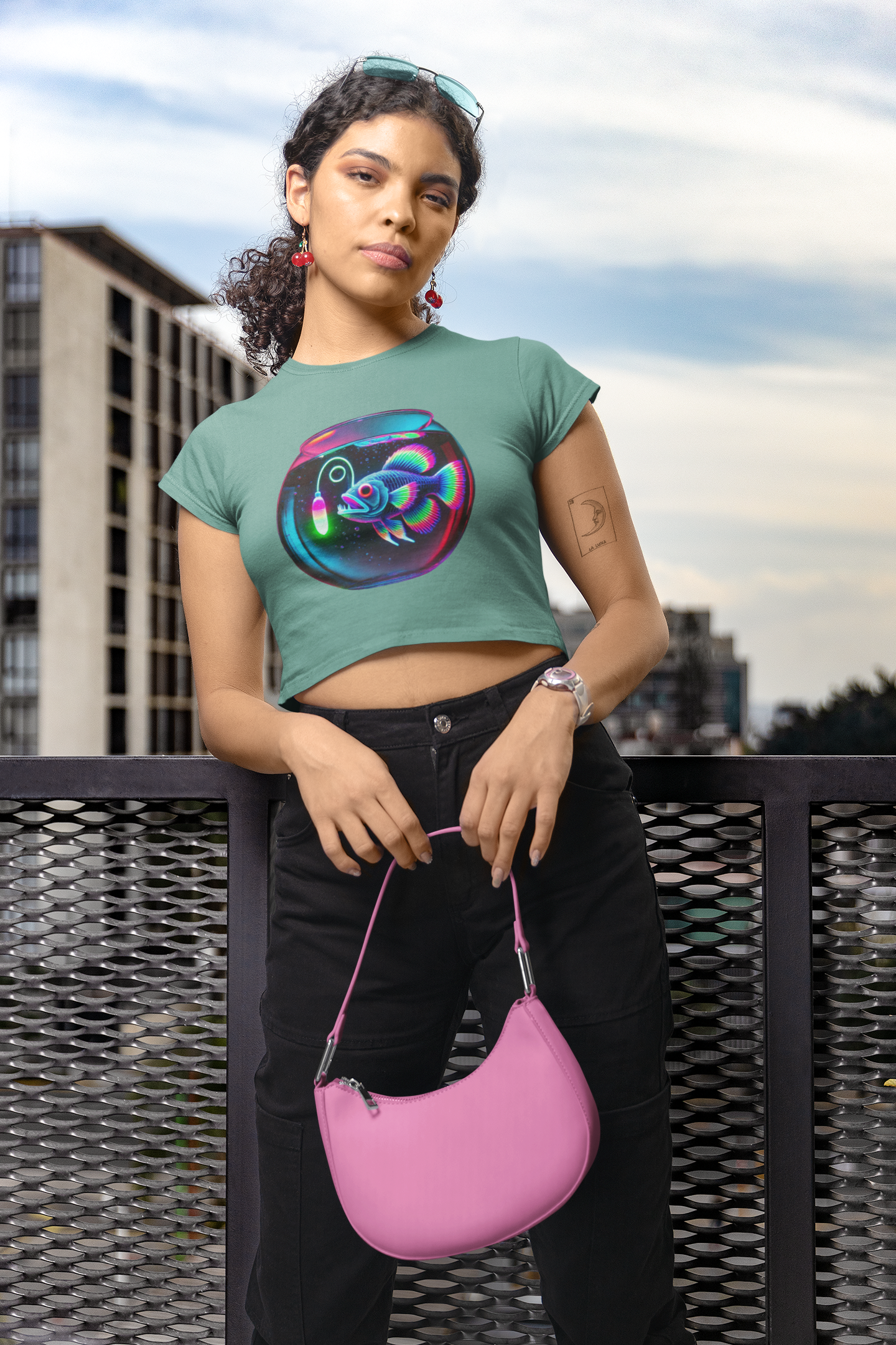 Angler Fish in a Bowl Premium Crop Top