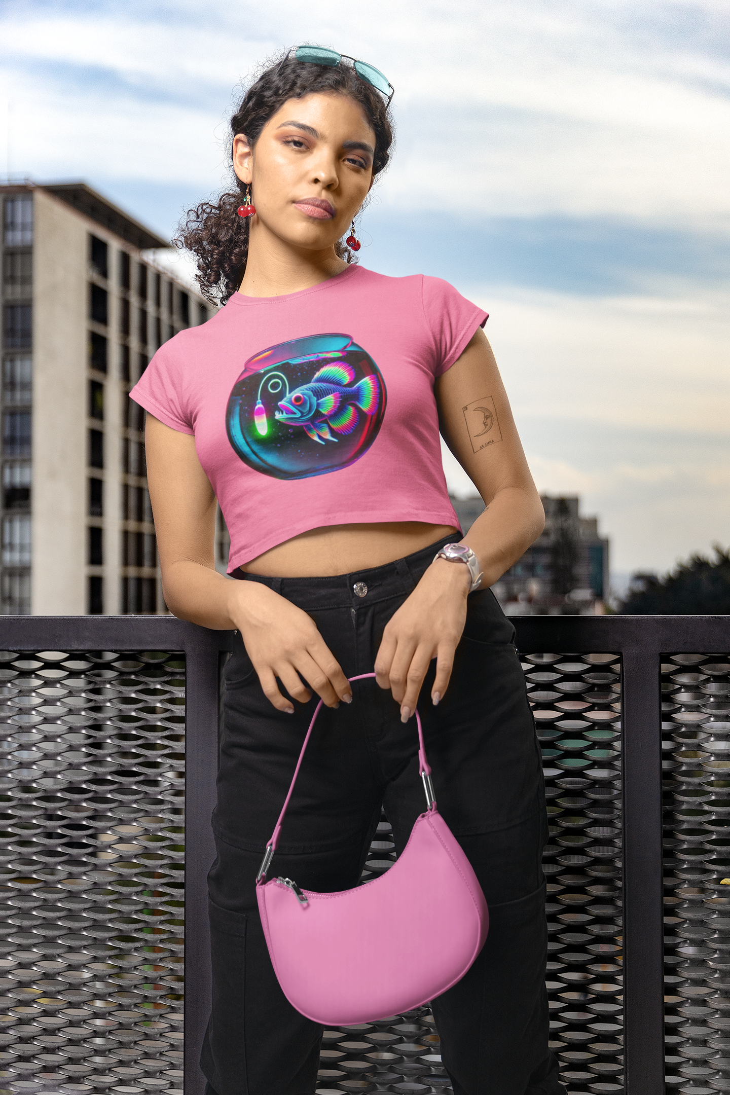Angler Fish in a Bowl Premium Crop Top