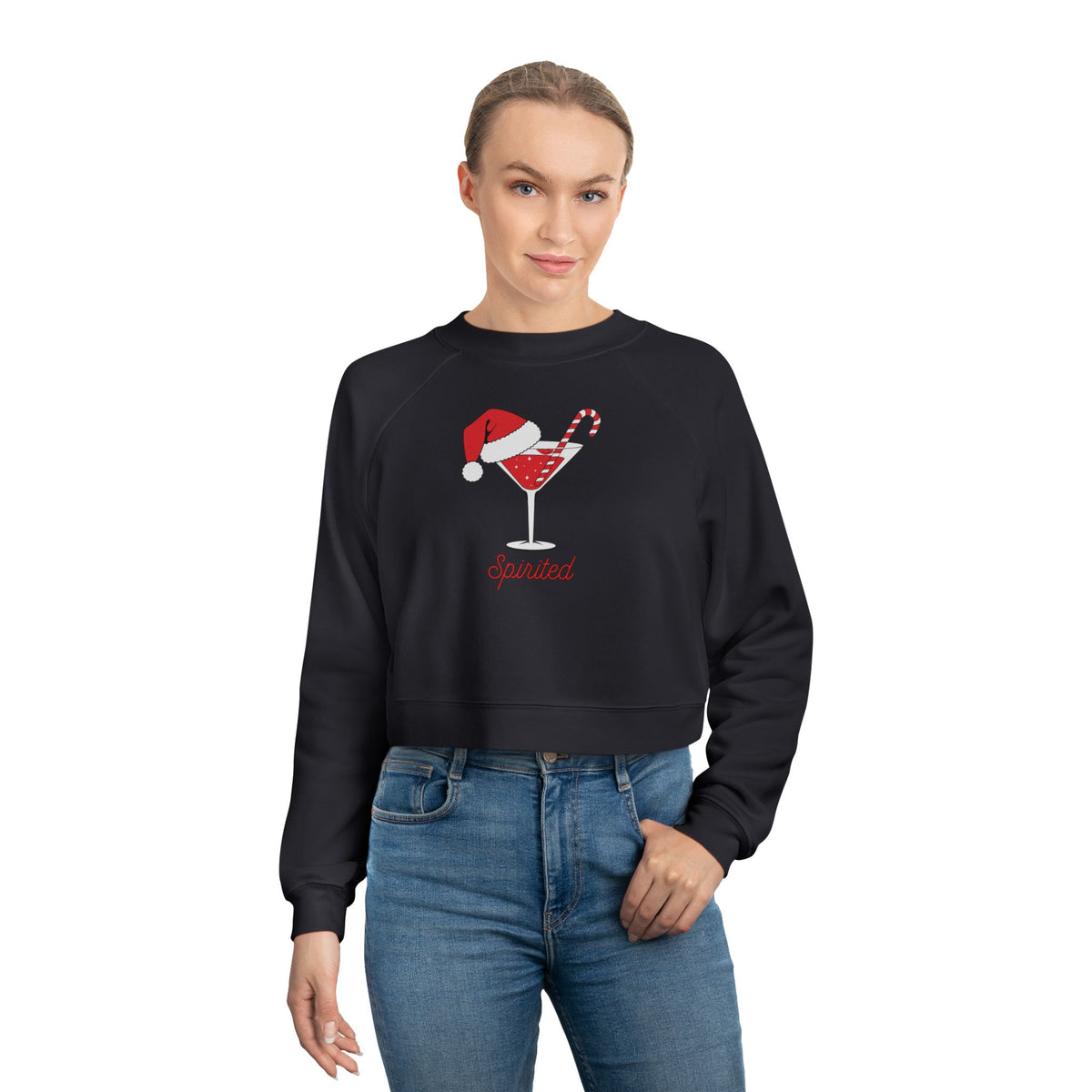 "Spirited" Festive Cropped Sweatshirt