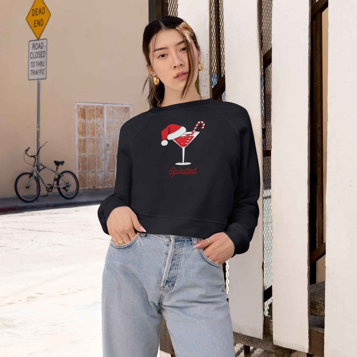 "Spirited" Festive Cropped Sweatshirt