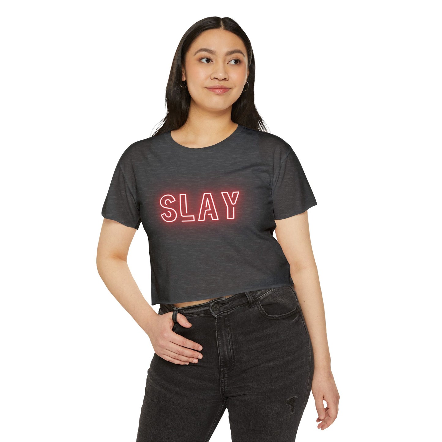 "Slay" Flowy Crop Top