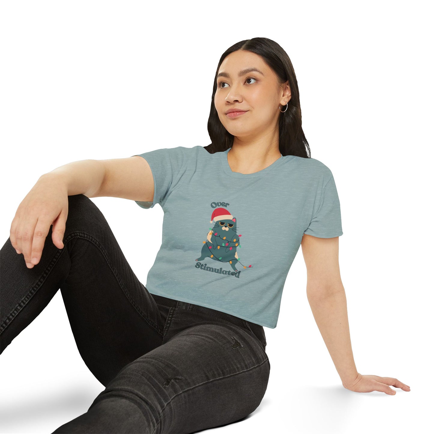 "Overstimulated" Festive Crop Top