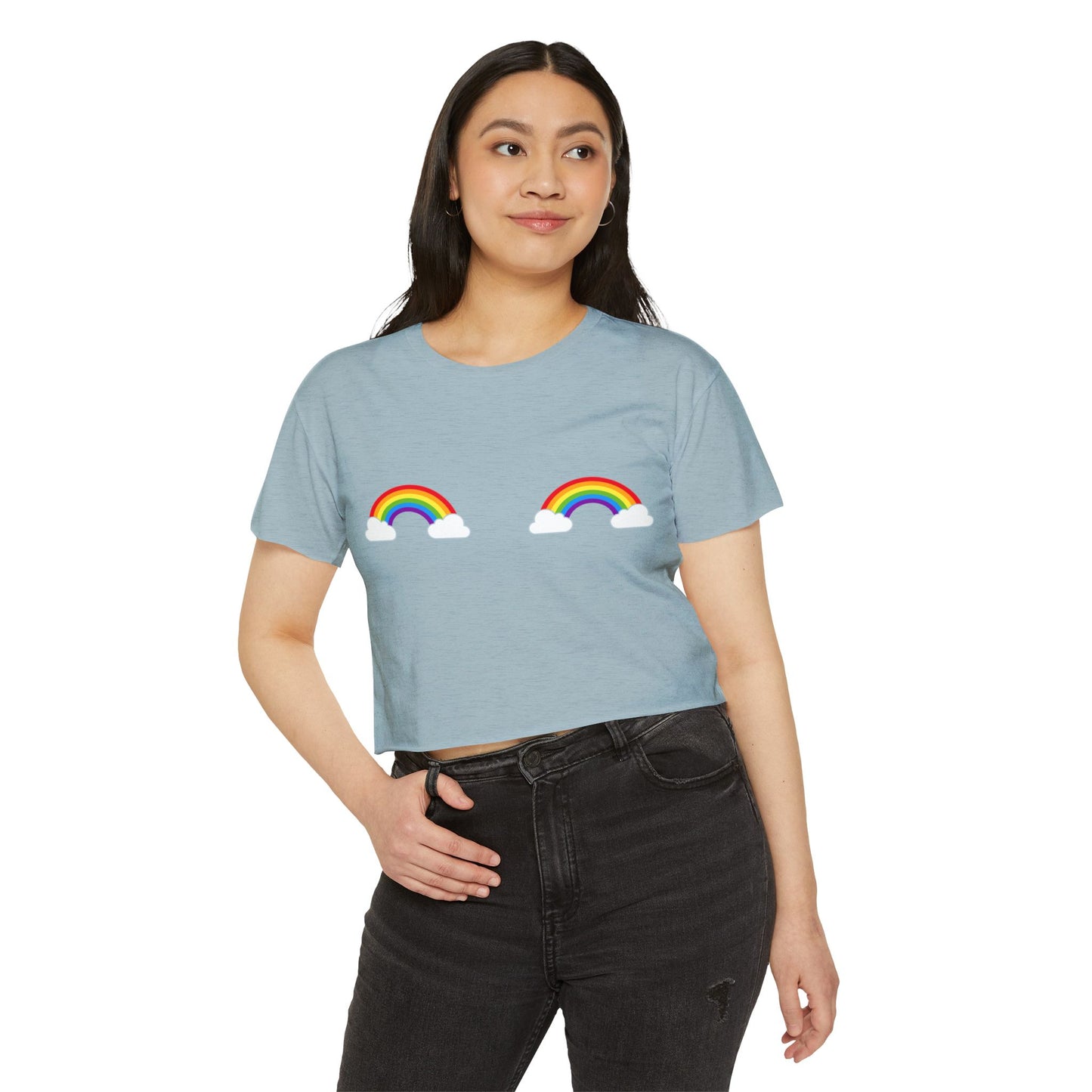 Pride Rainbow Pasties Flowy Crop Top
