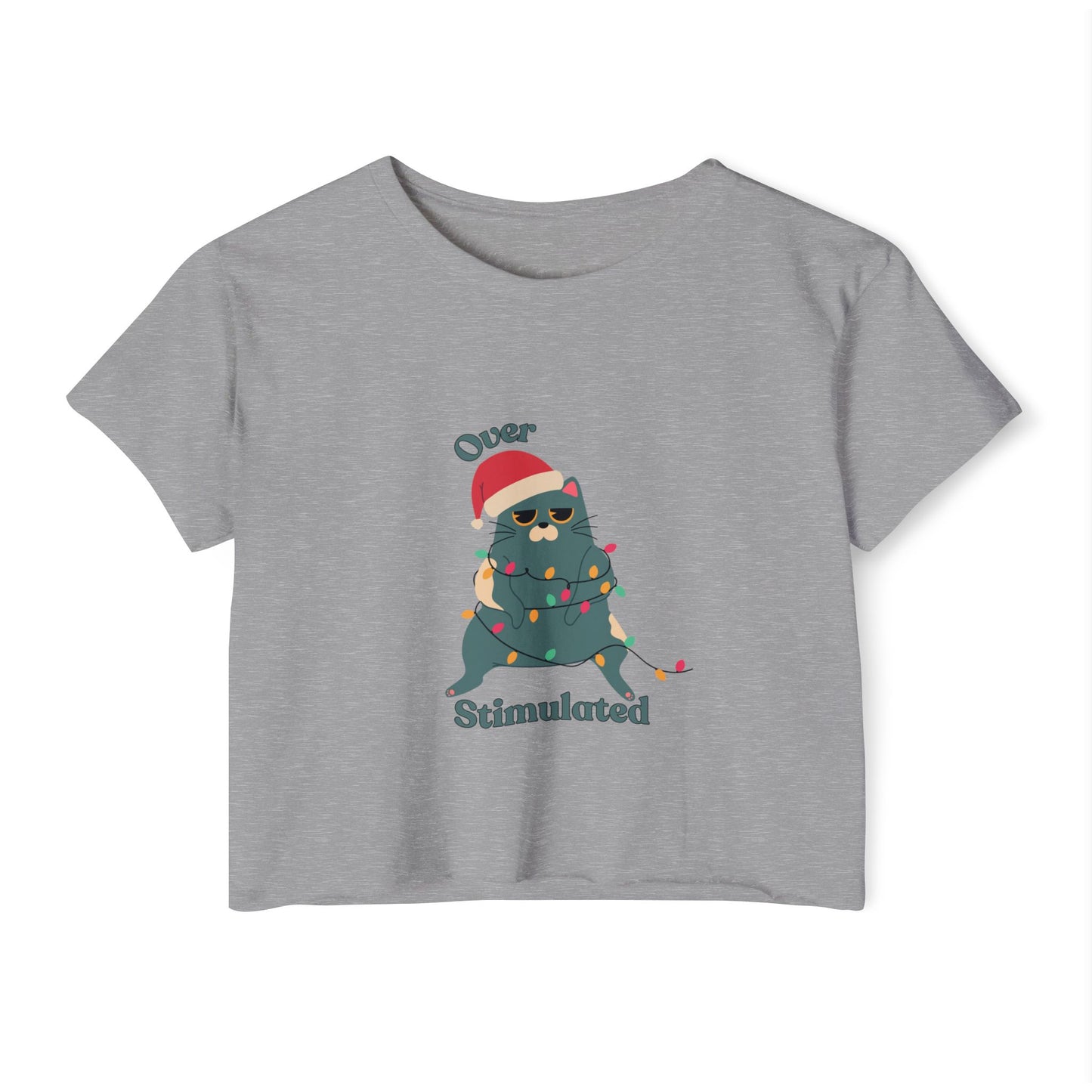 "Overstimulated" Festive Crop Top