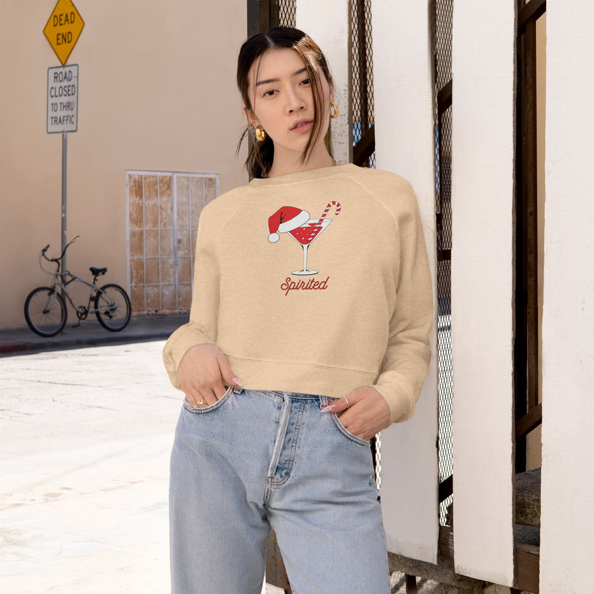"Spirited" Festive Cropped Sweatshirt