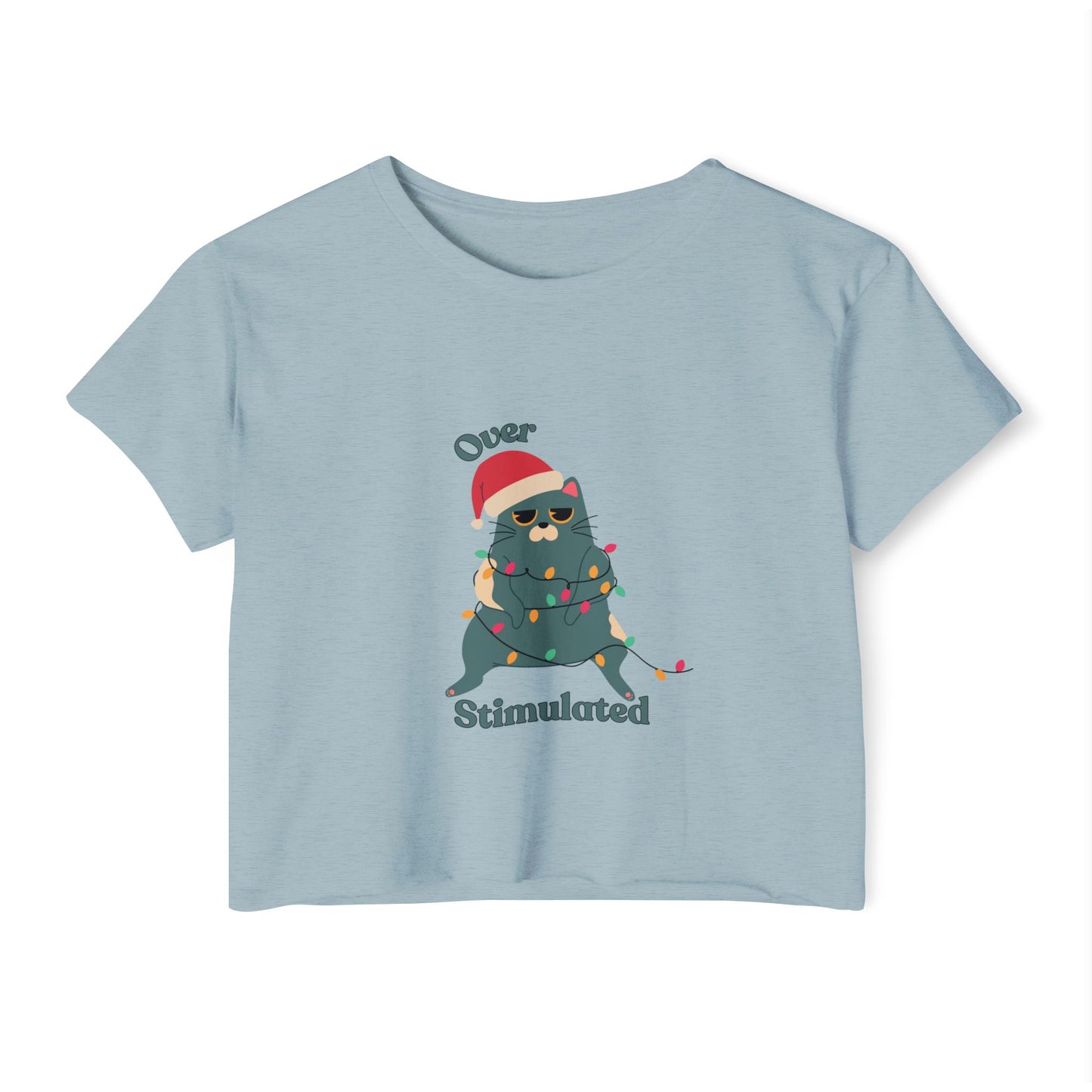 "Overstimulated" Festive Crop Top