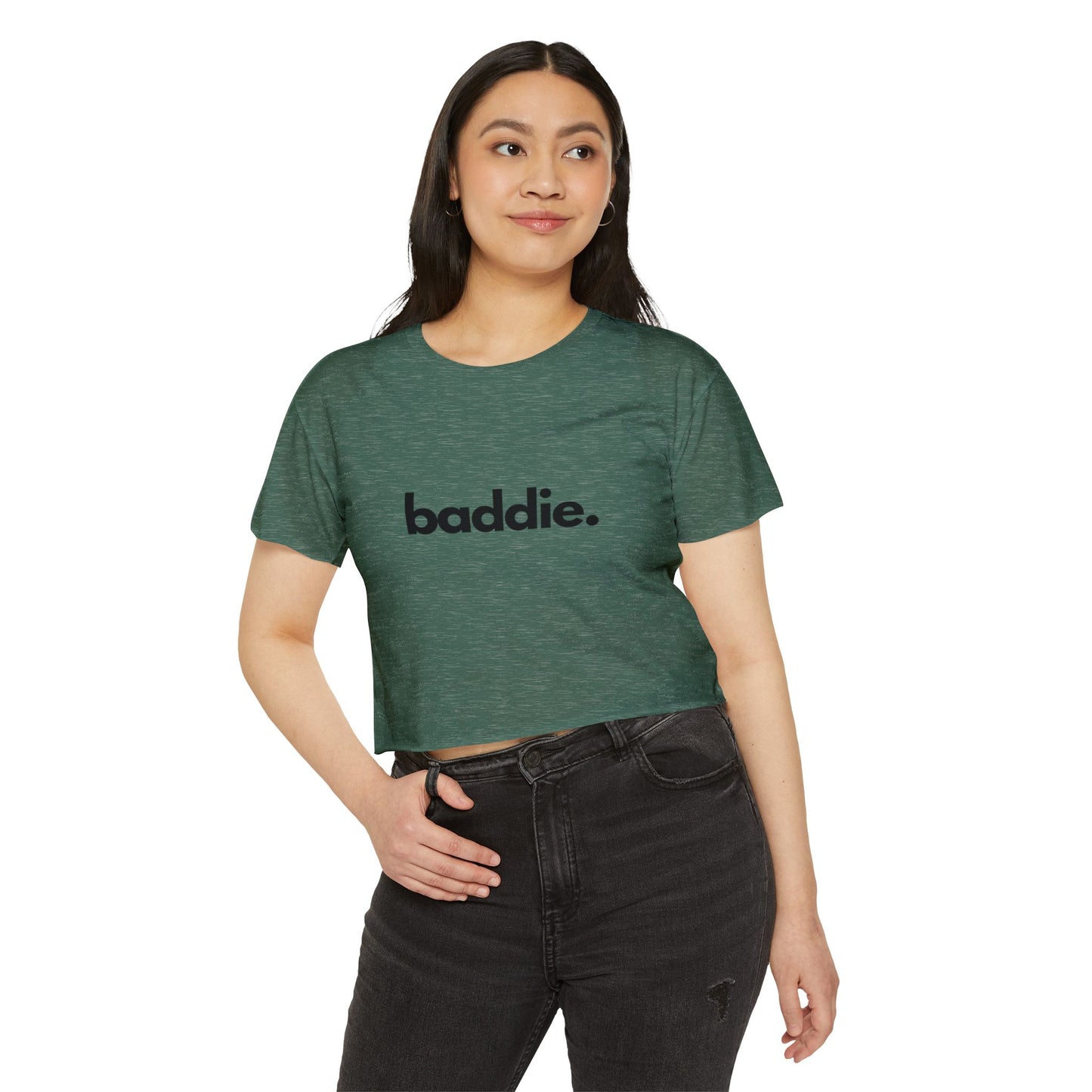 "baddie." Flowy Crop Top