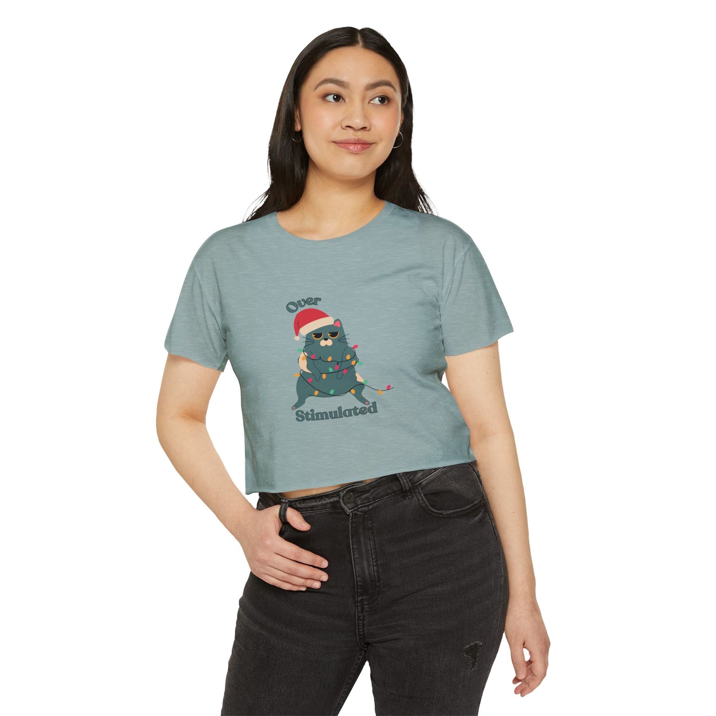 "Overstimulated" Festive Crop Top
