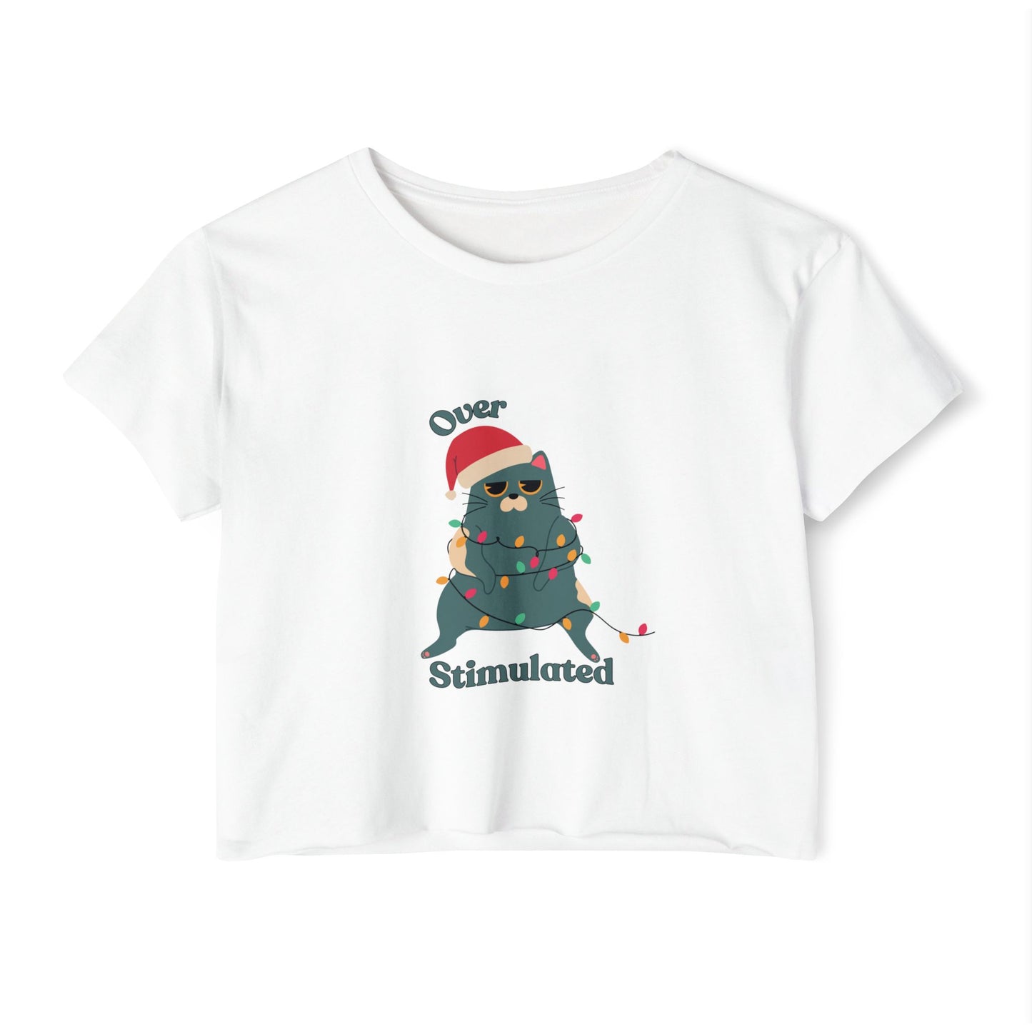 "Overstimulated" Festive Crop Top