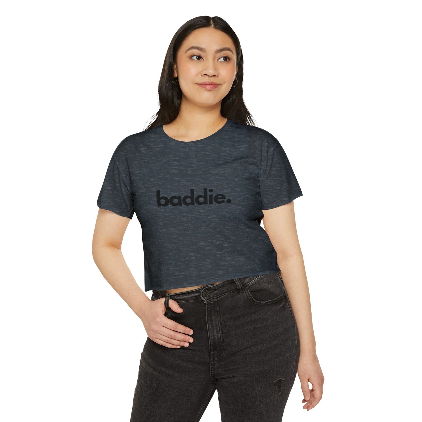 "baddie." Flowy Crop Top