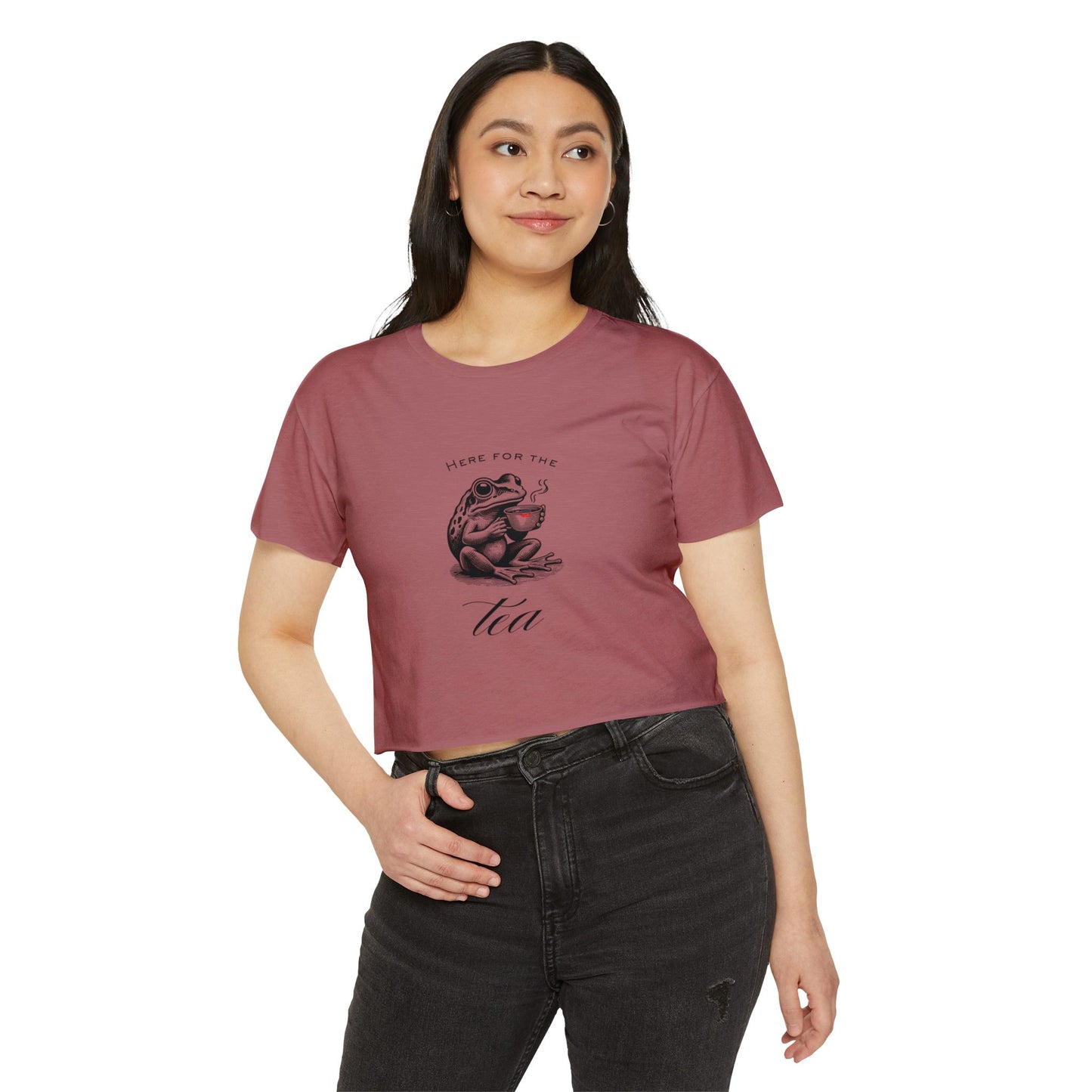 "Here for the Tea" Flowy Crop Top