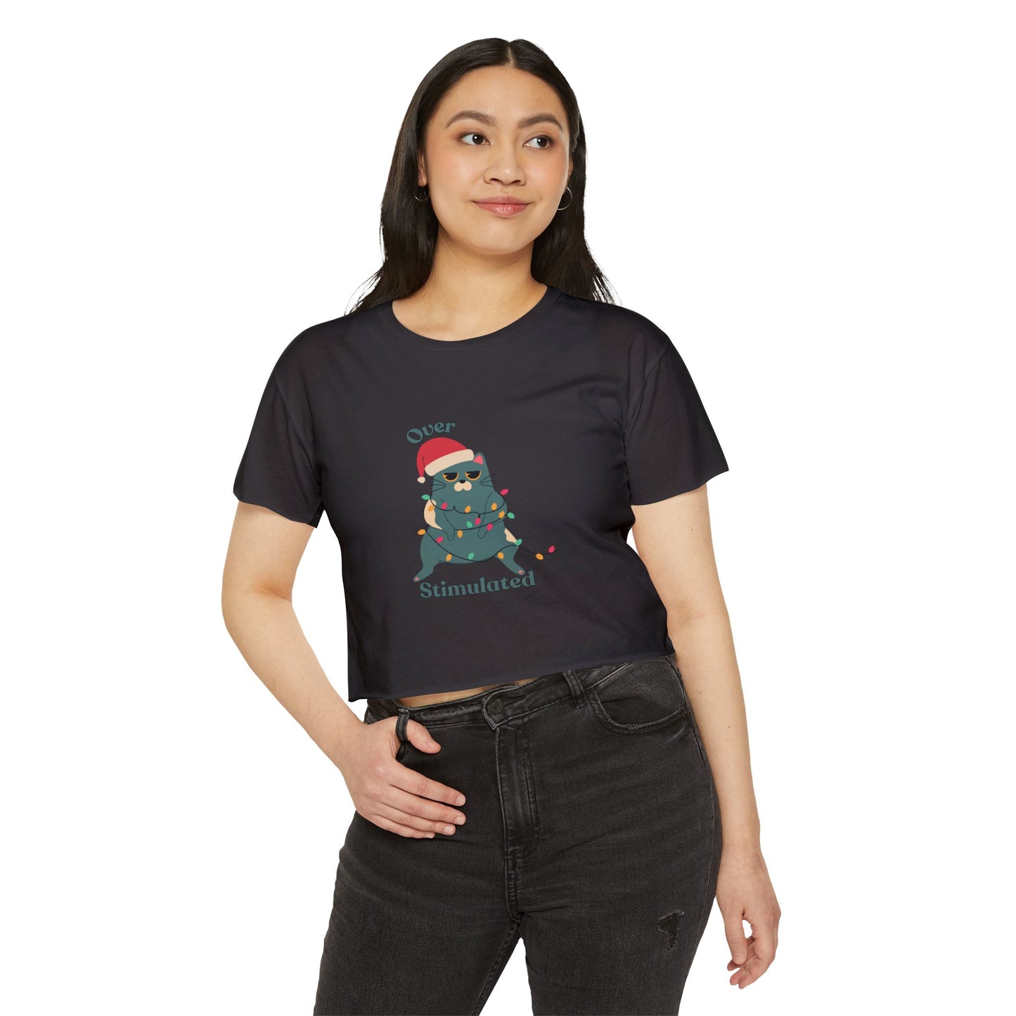 "Overstimulated" Festive Crop Top