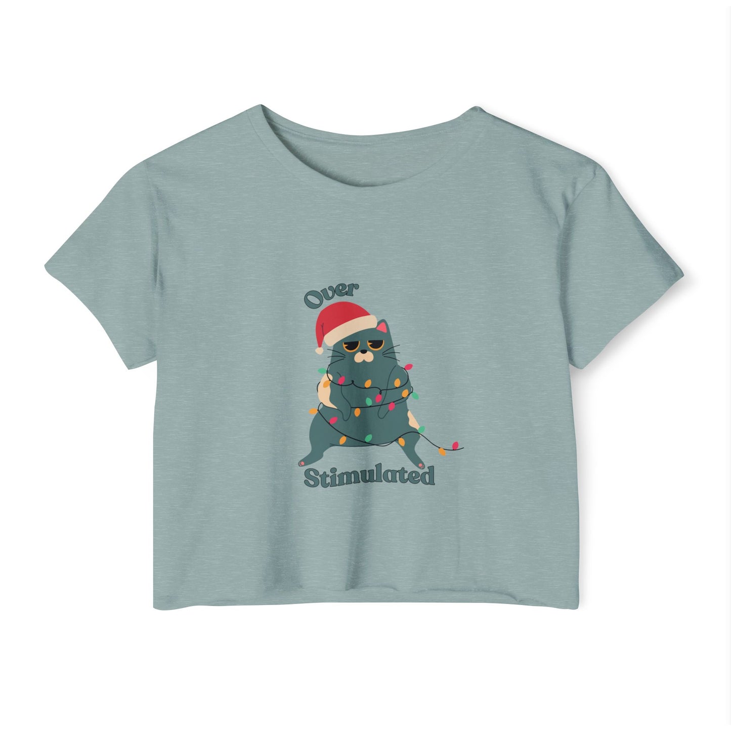 "Overstimulated" Festive Crop Top