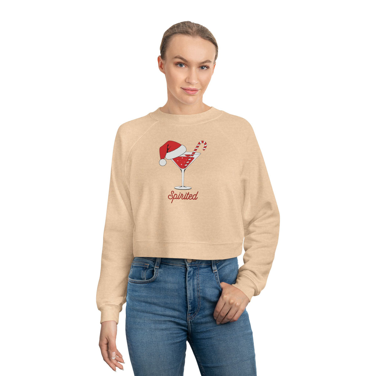 "Spirited" Festive Cropped Sweatshirt