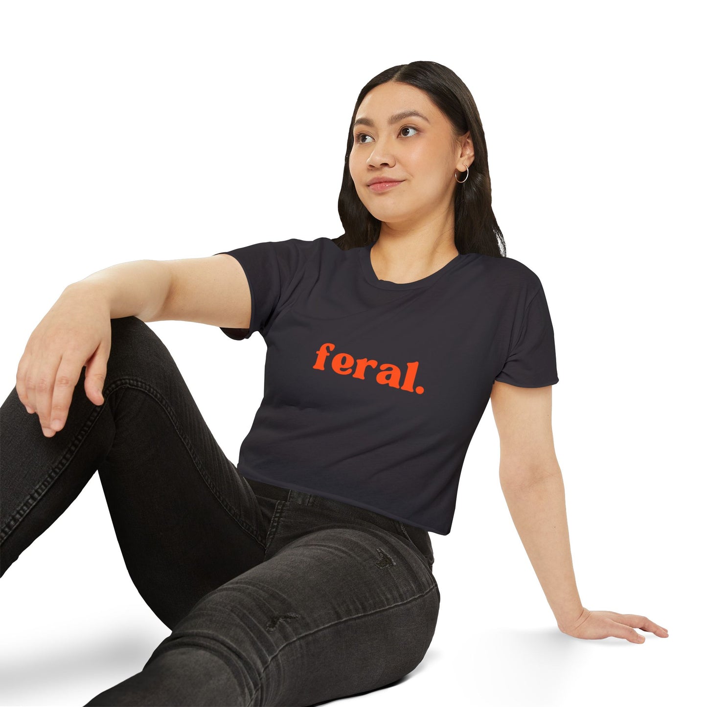 "feral." Flowy Crop Top