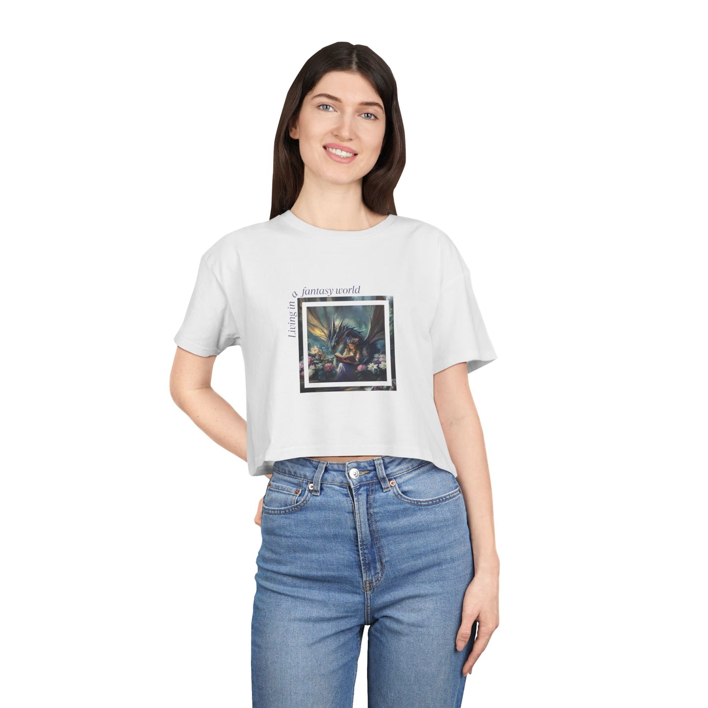 "Living in a Fantasy World" Premium Crop Top