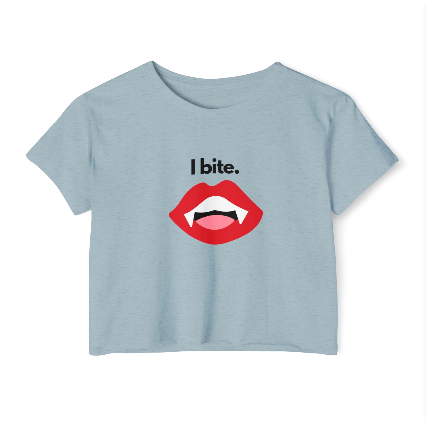 "I bite." Vampire Flowy Crop Top