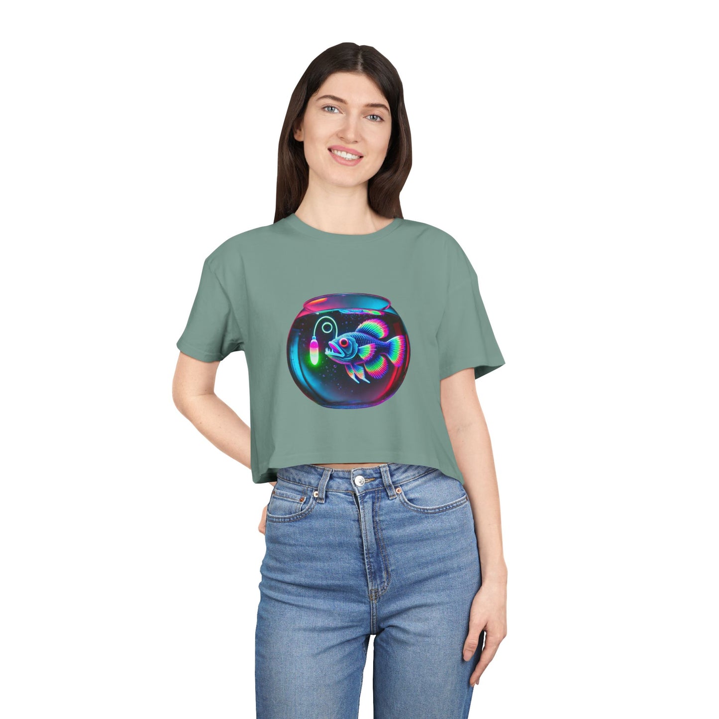 Angler Fish in a Bowl Premium Crop Top